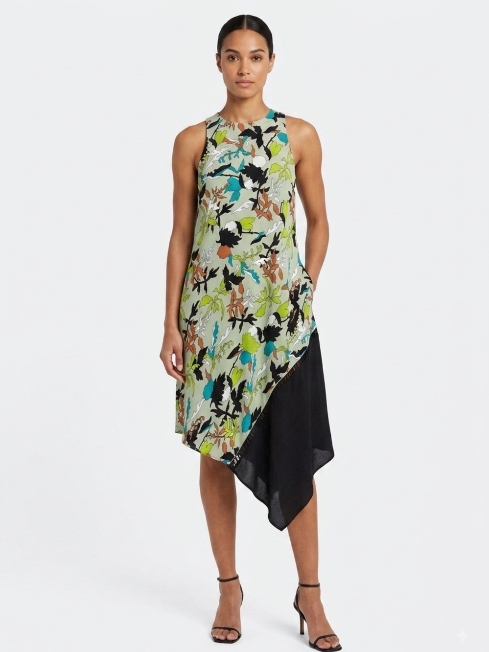 RACHEL Rachel Roy Sleeveless Printed Asymmetric Hem Dress Size Small